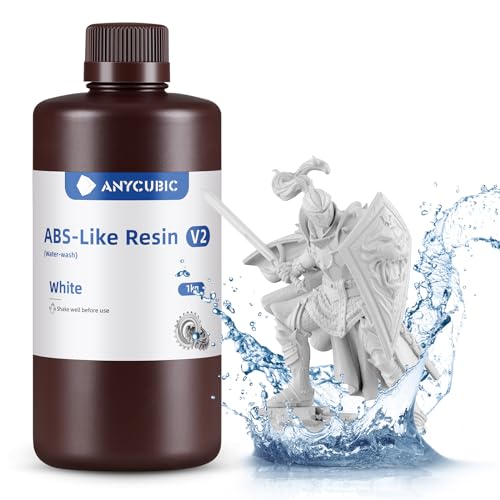 Wasser Waschbares ABS-Like Resin V2, ANYCUBIC 3D Drucker Resin Geruchsarm, Hohe Härte und Haltbarkeit, Hochpräzises 405nm UV-härtendes Harz für 4/6/8K LCD/DLP 3D-Drucker, Weiß 1000g Weiß V2