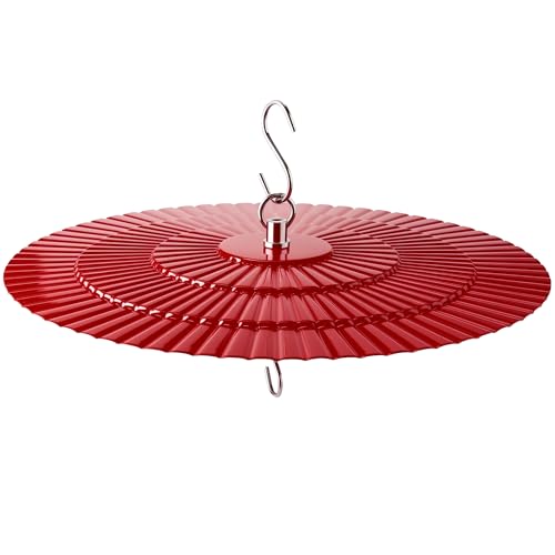 11.5 Metal Bird Feeder Rain Guard - Red Dome Shield Umbrella Cover for Hummingbird and Oriole Feeders - Weatherproof Shade Baffle for Outside Garden