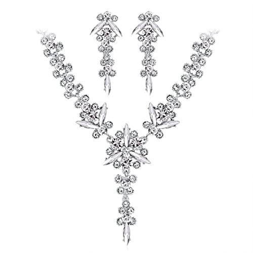 Juego de joyas para boda en plata radiante ideal para novias y banquetes