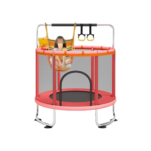 taefyiaszトランポリン 室内 子供用 【亜鉛メッキ鋼構造 静音設計 高弾力 耐荷重300KG 高さ調節可能】5 in 1 トランポリン サンドバッグ・ハンモック・鉄棒・バスケットボール・バスケットボールフープ付き 1?3人用 (直径1.2mの円形鉄