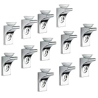 Glass Shelf Bracket, Tiberham 12 Pcs Zinc Alloy Polished Chrome Right Angle Shelf Support Fixing Clip with Suction Cup Base, Wall Mounted Glass Support Pegs Corner Brace Board Holder
