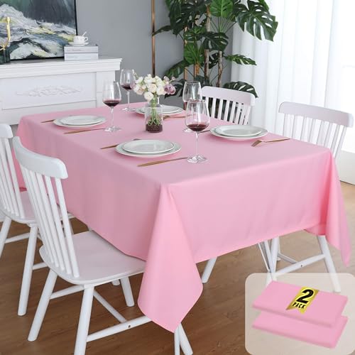 FOLINS&HOME 2 Pack Pink Rectangle Tablecloth, 60 x 102 Inch Table Cloth
