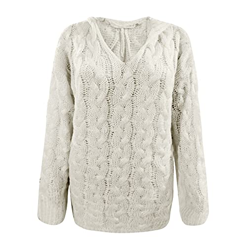 Lykmera Suéter feminino de cor sólida suéter casual manga morcego tricô plus size suéter, Branco, XX