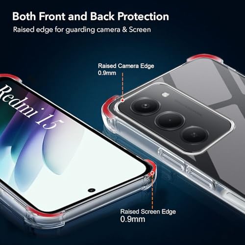 Image of Jkobi Shockproof Crystal-Clear Back Cover for Redmi 15 (Anti Yellow Case | Drop & Camera Protection | Hard Polycarbonate)