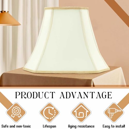Image of Glooglitter Set of 1 Bell Lamp Shade 6.25 inch x 8 inch Top 11 inch x 16 inch Bottom 12 inch High (Spider) Rectangle Cut Square Replacement Vintage Silk Lampshade for Table Floor Living Room Bedroom (Eggshell)