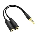 イヤホン分岐ケーブル イヤホンジャック 通話可能 二股 2分配 3.5mm分配ケーブル 15cm 3極ミニプラグオス to 2x3極ステレオメス 金メッキ パソコン ヘッドホン ヘッドフォン スピーカ タブレットなど対応 (3極ミニプラグ,ブラック, 1本)