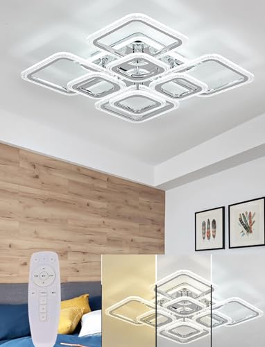 Plafonnier LED moderne carré pour salon et salle à manger chaleureuse