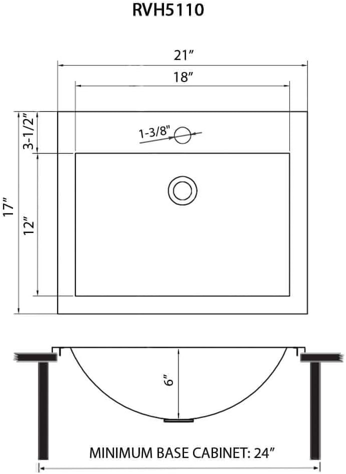 Ruvati 21 x 17 inch Brushed Gold Drop-in Topmount Bathroom Sink - Polished Brass Stainless Steel Bathroom Sink- RVH5110GG