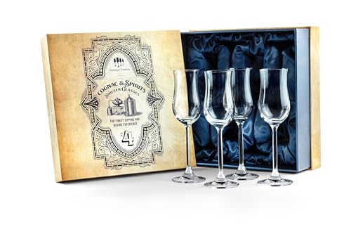 El Mejor Listado de Copas para digestivos y licores . 39 Copas de Coñac, Brandy y Vino de Postre | Juego de 4 | 120 ml | Copas Pequeñas con Forma de Tulipán para Degustar Licores, Madeira y Sobremesas