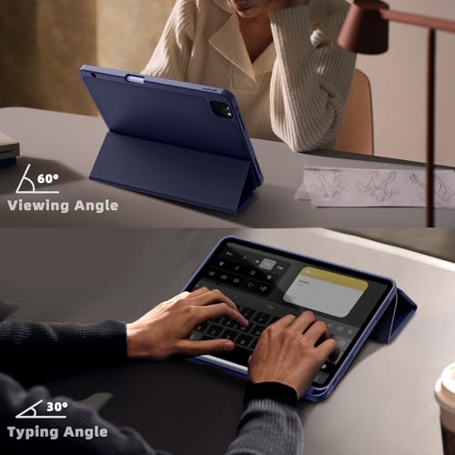 Yuloigan Designed for iPad Pro 11 Inch Case 4th/3rd/2nd Generation with Pencil Holder, Slim Protective Trifold Cover for iPad 11 Pro Case 2022 (4th Gen) /2021 (3rd Gen) /2020 (2nd Gen), Navy Blue - image 4