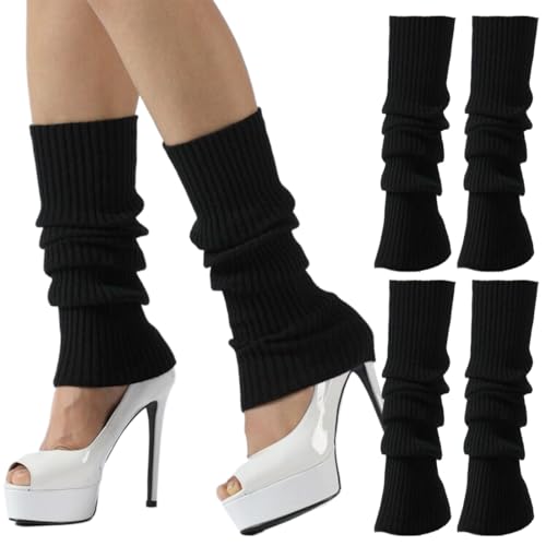 2 Paires Jambière Femme, Guetre Femme, Guêtres femme, Guetres Femme, Hiver Chaud Tressé Tricot Fille Chaussettes Chaudes d'hiver pour Femme et Fille