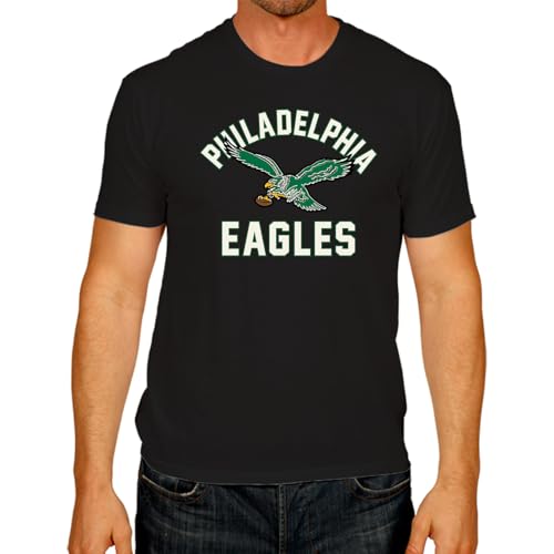 Team Fan Apparel NFL Adult Retro Gameday Unisex T-Shirt, Tag-Less Comfortable Football Apparel, Officially Licensed (Philadelphia Eagles - Black, X-Large)