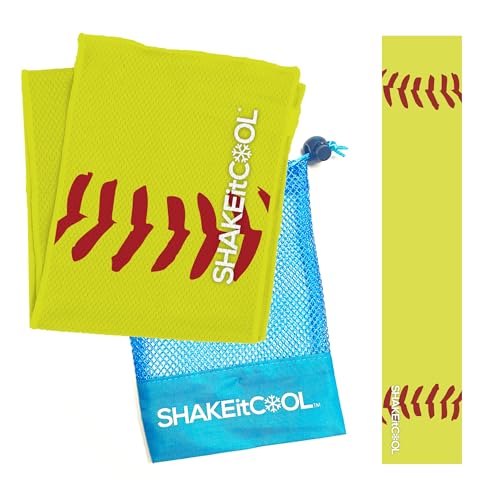 SHAKEitCOOL Original Cooling Towel Be Cool in Style - Heat Relief Soft Lightweight Sun Protection Easy Clean - Perfect for Biking Running Yoga Gym Gardening - Softball