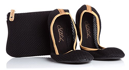Sidekicks Foldable Ballet Flats with Carrying Case, X-Large, Black
