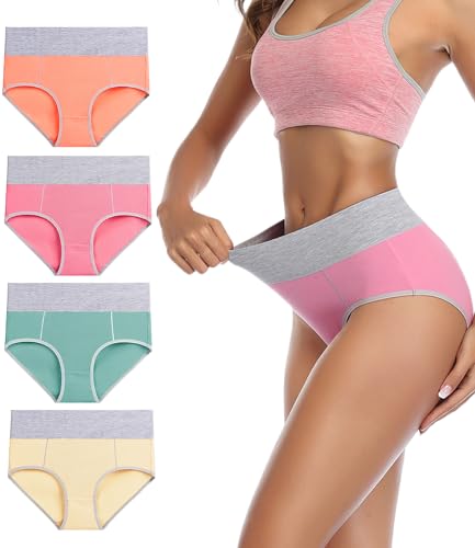 Image of wirarpa Women's Cotton Underwear High Waist Stretch Briefs Soft Underpants Ladies Full Coverage Panties 5 Pack