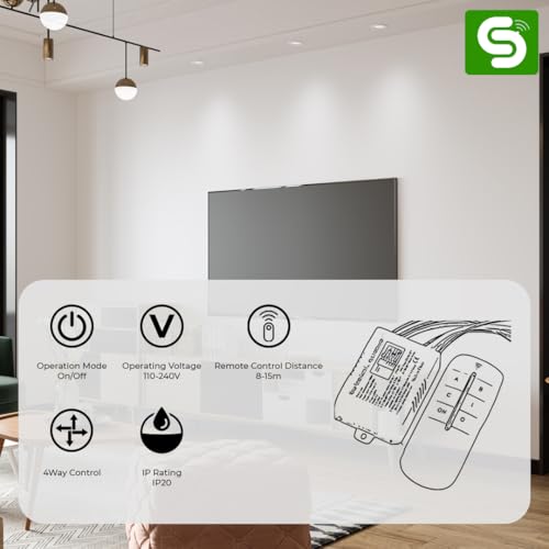 Image of 4-Way RF Wireless Remote Control Switch | 220V-240V Digital ON /OFF Switch | Control 4 Lights /Fans | 8-15m Indoor & 20m Outdoor Range | Wall Mount Receiver | ESY-TC35