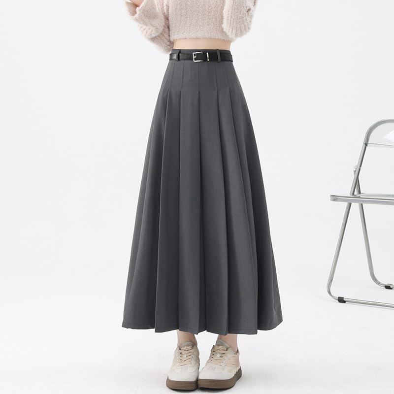 Women's High-Waisted Wool Skirt, A-Line, Retro Plaid, Fall and Winter2