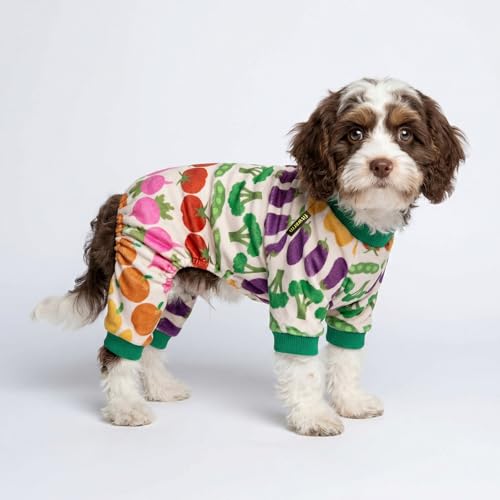 Image of Fitwarm Funny Vegetable Dog Pajamas, Warm Winter Dog Clothes for Small Dogs Boy Girl, Cozy Pet Onesie with Feet, Green, White, Red, Pink, Purple, Medium