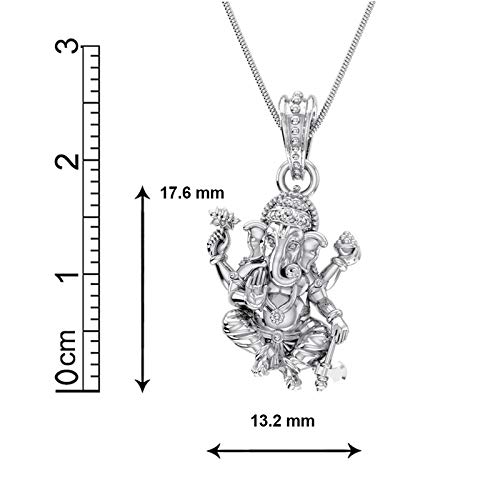 Image of Akshat Sapphire Sterling Silver (92.5% purity) God Ganesha Chain Pendant for Men & Women Pure Silver Lord Ganapathy Chain Locket