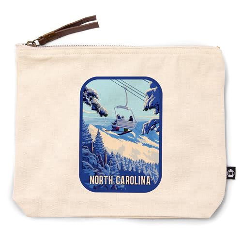 Lantern Press North Carolina, Ski Lift Above The Trees, 100% Cotton Zipper Pouch, Travel Accessory, Go Bag