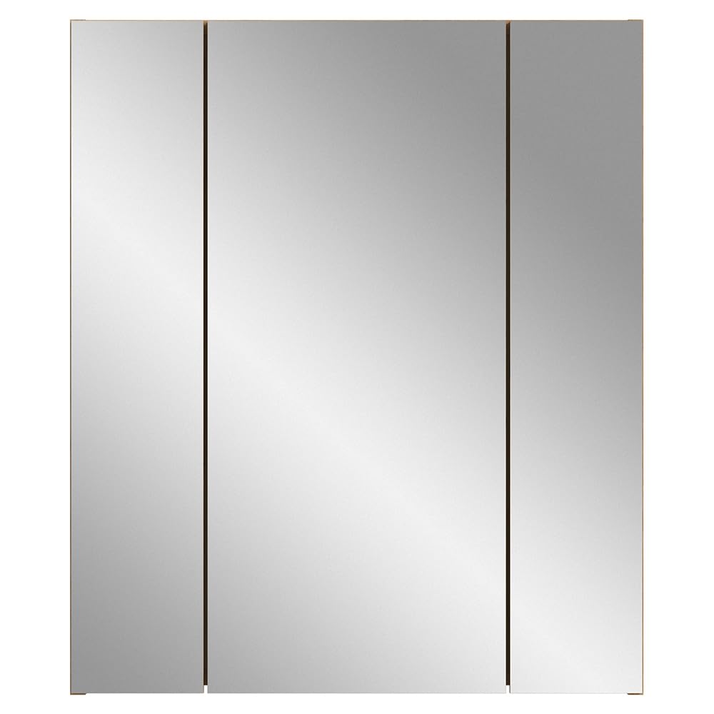 Lomadox Badezimmer Badschrank Spiegelschrank mit 60 cm Breite in Eiche, 3 Spiegeltüren mit 3D-Funktion