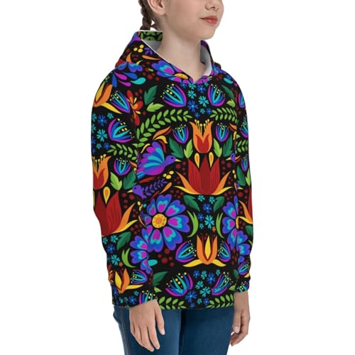 Colorful Floral Kids Pullover Hoodies Boys Sweatshirts Girls Athletic Clothes with Pocket3