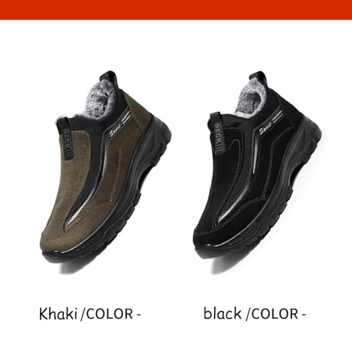 Tokouk Men Keep Warm Slip-On Winter Walking Shoes Fur Lining,Casual And Light Anti-Slip Snow Boots For Old Man Walking.2