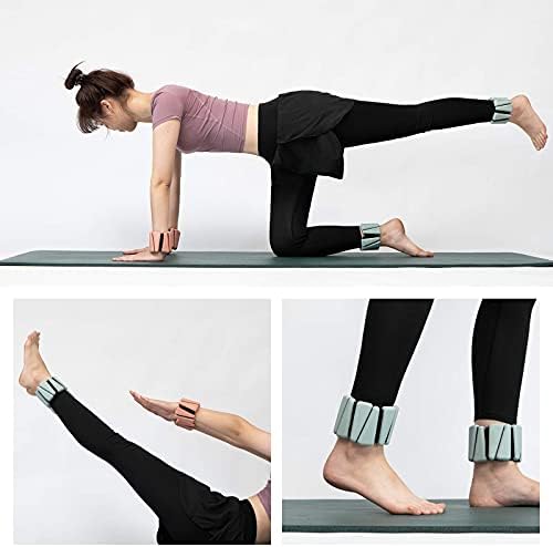 Miniatura 4 de wulinjoin Pesas de muñeca para entrenamiento de fuerza, pesas de muñeca y tobillo para mujer, pulsera de silicona ajustable, para yoga, pilates,