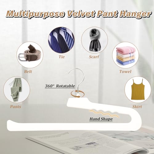 Velvet Pant Hangers Open End,16 Pack Non Slip White Felt Trouser Hangers by Monicent - Used condition - Image 2