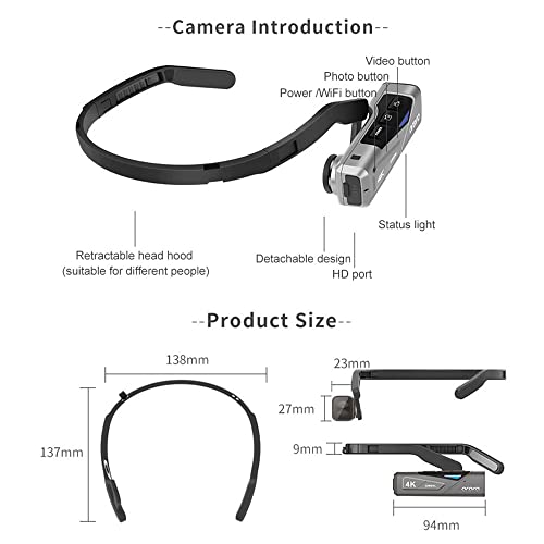 câmera de vídeo,mewmewcat EP7 Head Wearable 4K 60fps Câmera de vídeo Vista em primeira pessoa Filmad