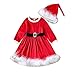 2 Pezzi Neonato di Natale Vestito Bambino Ragazza Vestito Manica Lunga Gonna Festival Vita Alta Partito Tutu Vestito Cappello Cintura in Vita Costumi di Natale Abbigliamento (rosso , 6-12 mesi )