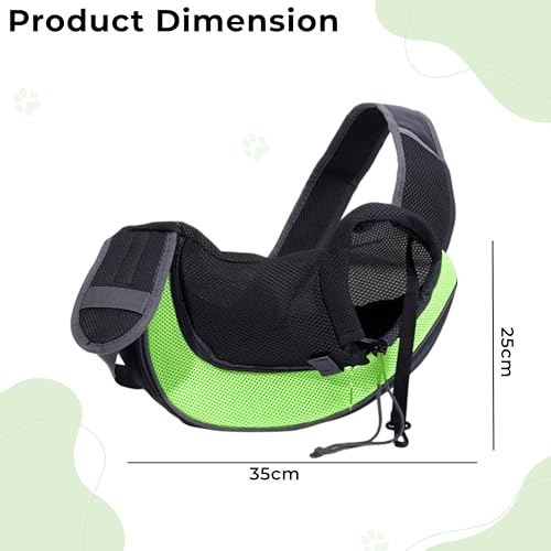 Image of Kraptick Pet Sling Carrier, Pet Carrier Bag for Shitzu Puppy, Cat & Rabbit with Comfortable Adjustable Pouch Single Shoulder Carry Tote Handbag for Pets, Large Size (Green)
