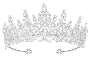 Tiara Crown for Women, Headband Hair Accessories for Birthday Wedding Party Costume (Silver)