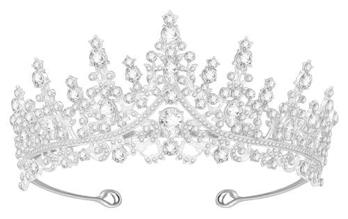 Tiara Crown for Women, Headband Hair Accessories for Birthday Wedding Party Costume (Silver)