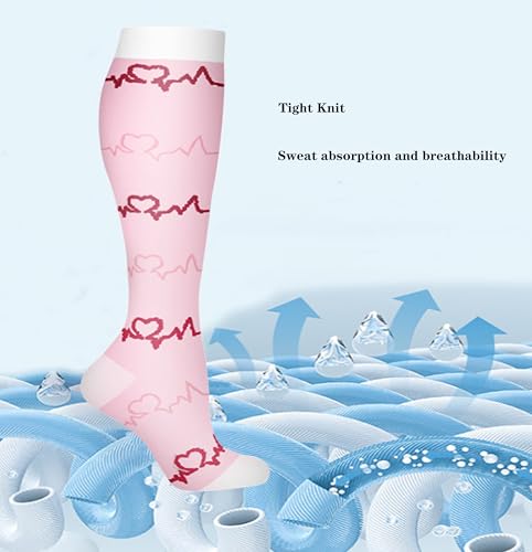 Image of Women's Knee High Compression Socks for Running Work Support Nurses Pregnancy Travel,Colorful Over The Calf Socks,#W402