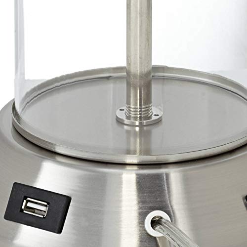 Possini Euro Design Fritz Coastal Table Lamps 26.5" High Set of 2 with USB and AC Power Outlet in Metal Base Glass Column Fabric Drum Shade for Living Room Bedroom Beach House Bedside Nightstand - Image 5