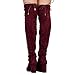 RF ROOM OF FASHION Chateau Women's Over The Knee Block Heel Stretch Boots (Regular Calf) BURGUNDY Size.8.5