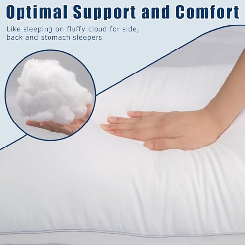 Image of Piwaal King Size Pillows 2 Pack Grey, Soft Support for Sleepers | Down-alternative fill, fluff by patting to adjust loft, breathable & cozy for any sleep position.
