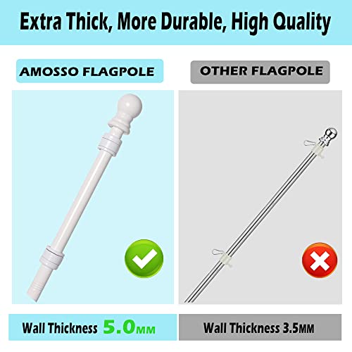 Amosso 6Ft House Flag Pole Kit, Extra Thick Tangle Free Spinning Metal Outdoor Flagpole With Built-In Ball Bearing Rings, Aluminum Bracket,3X5 American Flag, For Porch Residential & Commerical, White #TOP1