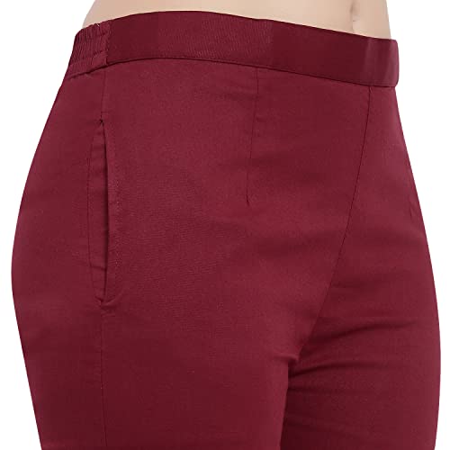 Image of BLUE STAR SHARK Stretchable Cotton Lycra Cigarette Pants | Versatile and Stylish Women's Pants | Comfortable Slim Jeggings | Ankle Length Straight Trousers for Office, Formal, Casual Wear
