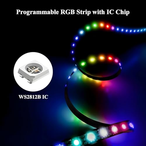 Image of WS2812B RGBIC Pixel Strip + ESP8266 IoT Board Combo | 5M 60LEDs /M Black PCB | Individually Addressable LEDs | Adhesive Backing | Smart IoT Kit for DIY Projects & Home Automation