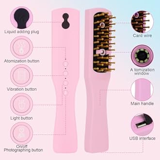 Intelligent Visual Scalp Comb - Hair Comb with Camera, Ultrasonic Electric Hair Brush, Promote Hair Growth, HD Scalp Monitoring, Hair Oil Applicator, Water Mist Hydration Maintenance