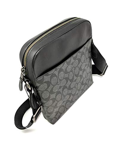 Coach Houston Flight Bag In Signature Canvas Charcoal/Black #TOP1