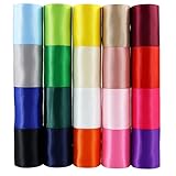 3 Inch Wide Solid Color Double Sided Polyester Satin Ribbon 20 Colors X 2 Yard Each Total 40 Yds Per Package