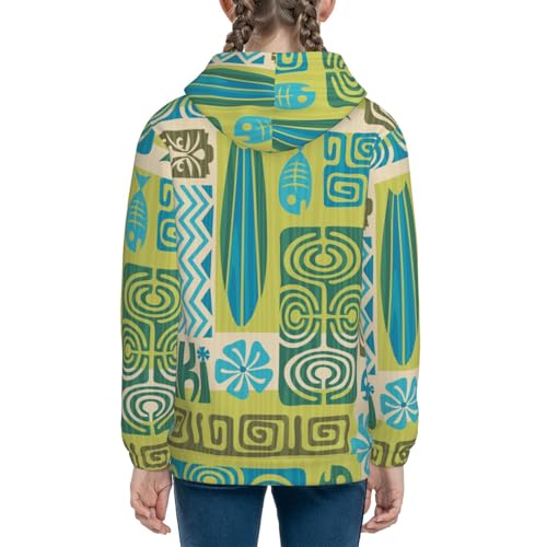 Exotic Tiki Pattern 1 Kids Pullover Hoodies Boys Sweatshirts Girls Athletic Clothes with Pocket4