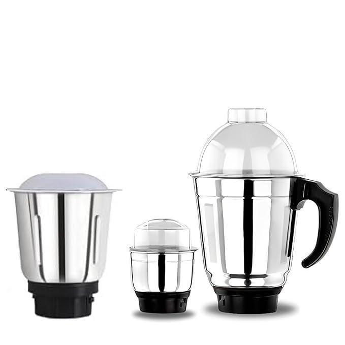Heavy Quality Stainless Steel Mixer Grinder Jar Combo for Precision Grinding Suitable for All mixer Grinder Efficient Blade with Sharp Cutting Edge 4 Teeth Coupler (Combo of 3) Heavy Quality Stainless Steel Mixer Grinder Jar Combo for Precision Grinding Suitable for All mixer Grinder Efficient Blade with Sharp Cutting Edge 4 Teeth Coupler (Combo of 3)