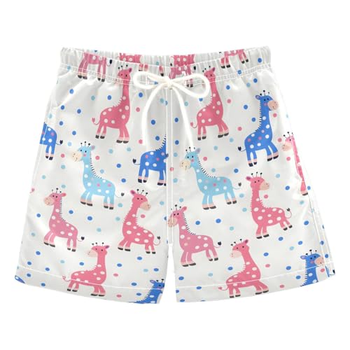 ALAZA Blue Giraffe Polka Dots Boys' Swim Trunks Beach Shorts Quick Dry Swimsuit 5T