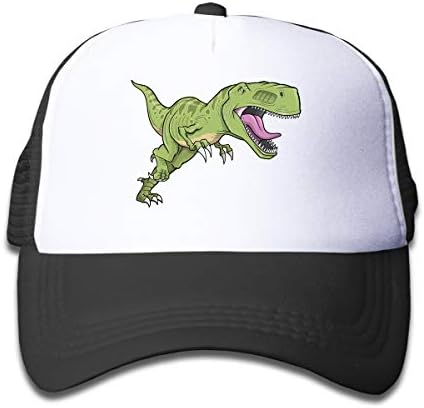 KKMKSHHG The Fierce Dinosaur Youth Adjustable Mesh Hats Baseball Trucker Cap for Boys and Girls (Black 2, One Size)