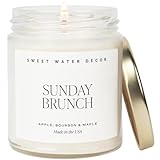 Sweet Water Decor Sunday Brunch Candle - Soy Apple, Bourbon, and Maple Candles for Home - 9oz Clear Jar + Gold Lid, 40+ Hour Burn Time, Made in The USA - Summer Candle