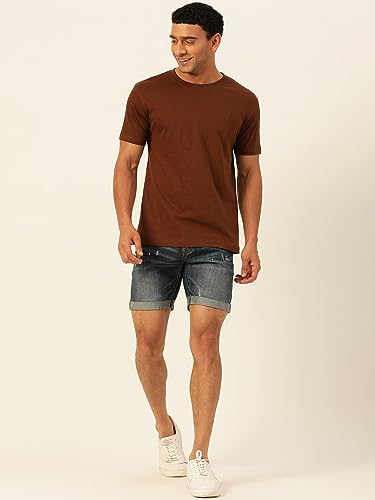 Image of Solid Soft Cloth Round Neck Cotton Relaxed Fit T Shirt